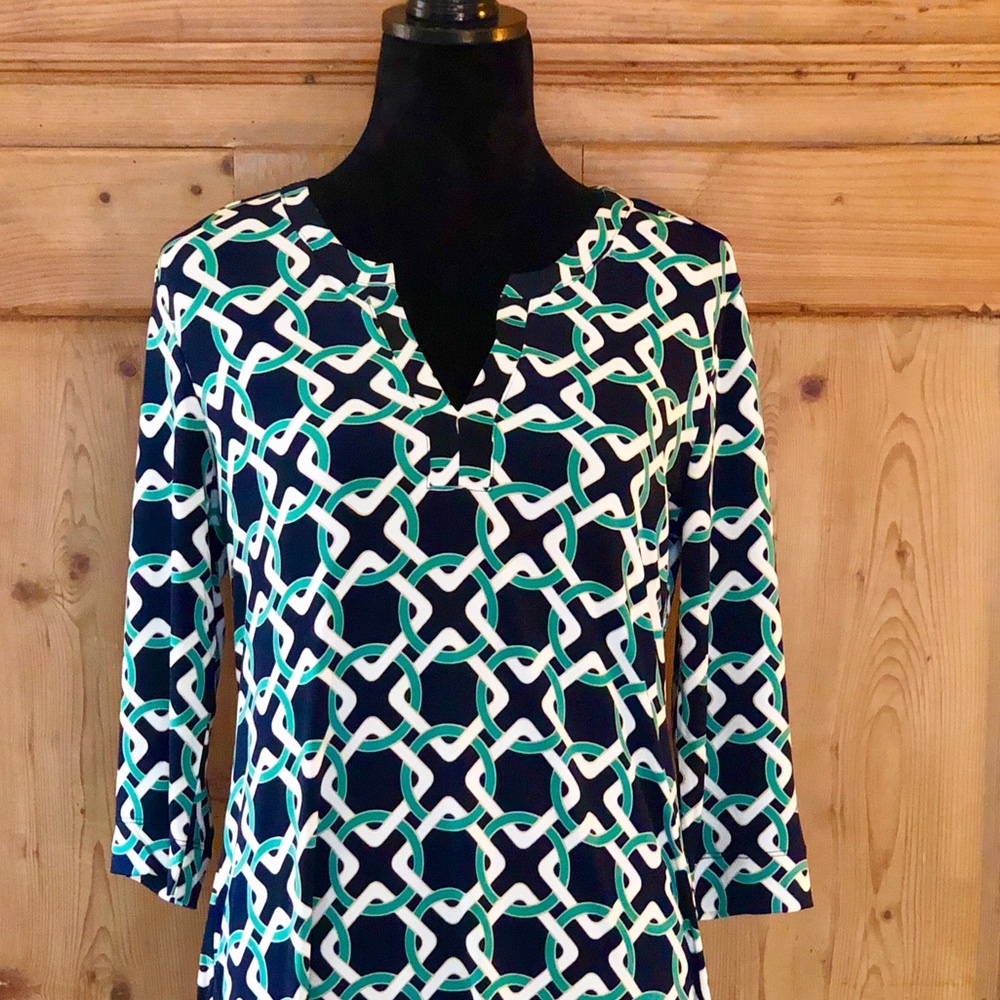 Banana Republic Navy w/ Mint Green and Gold Detail